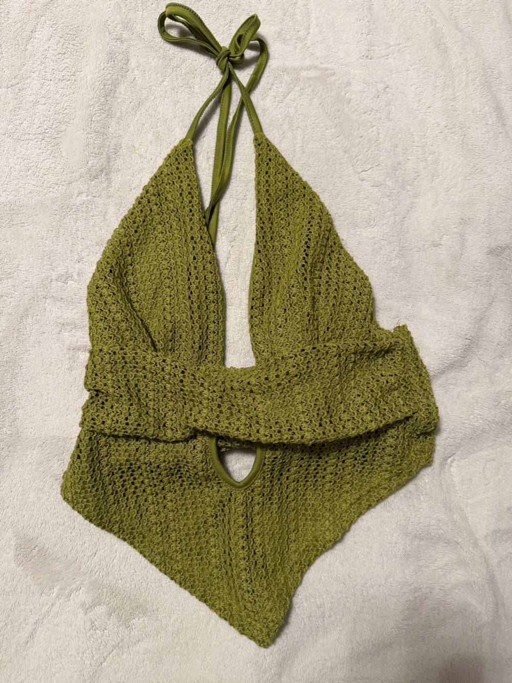 Amazon Olive Green Crochet Halter Crop Top